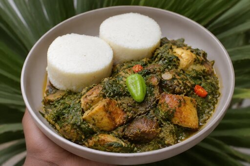 Akume Served With Vegetable Stews