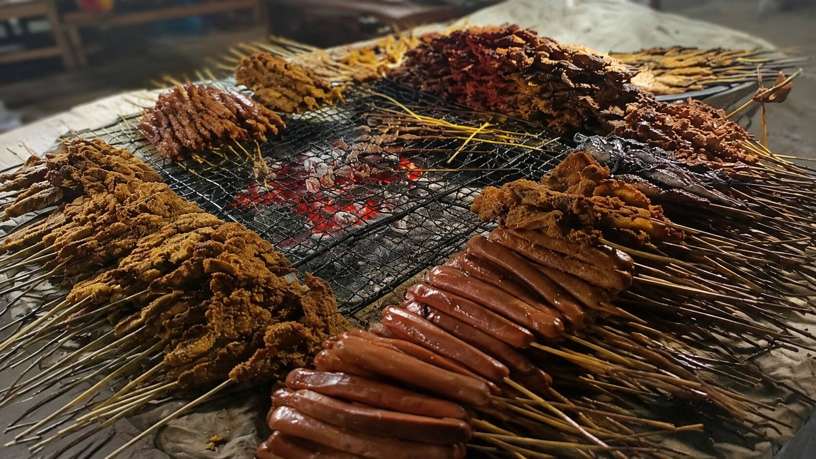 Brochettes At A Street Stall