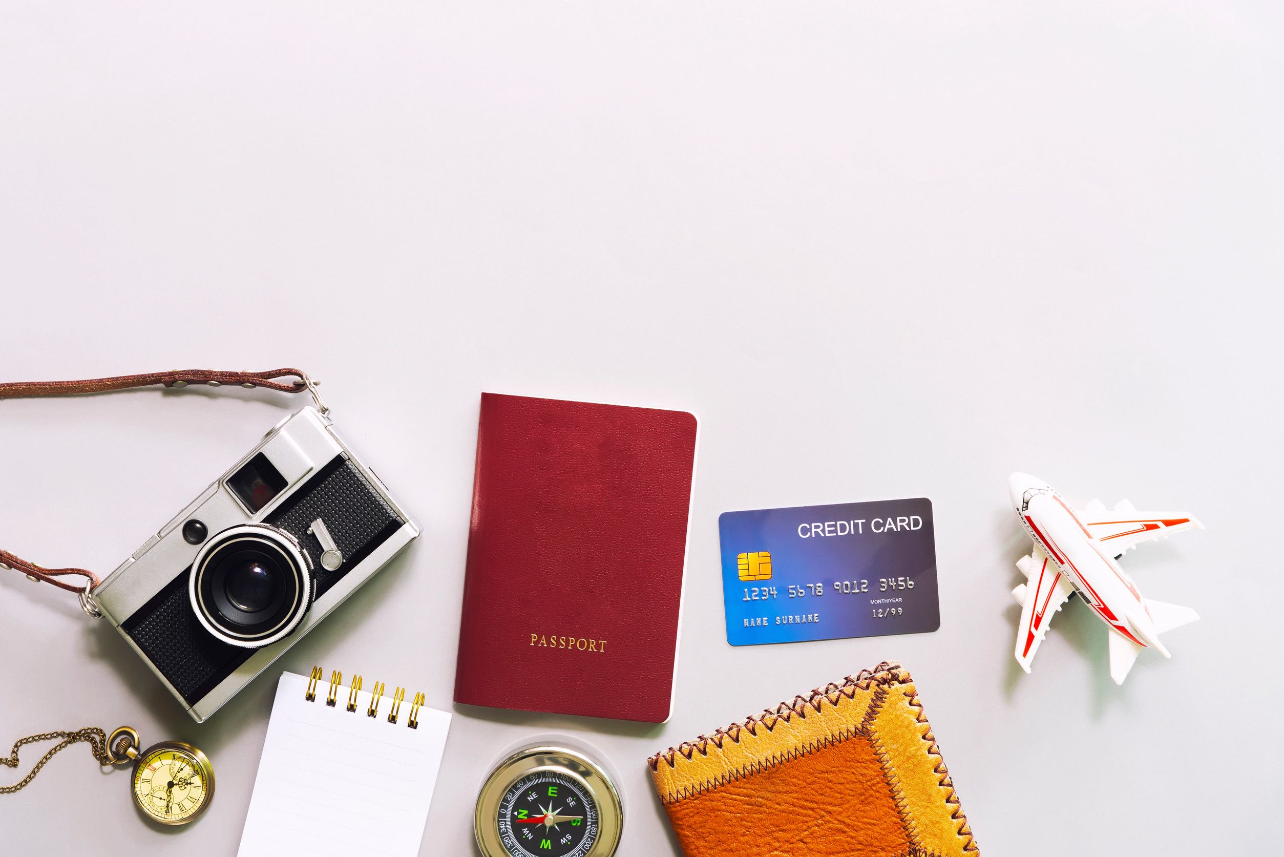 Business And Travel Concept Flat Lay Of Accessories Camera