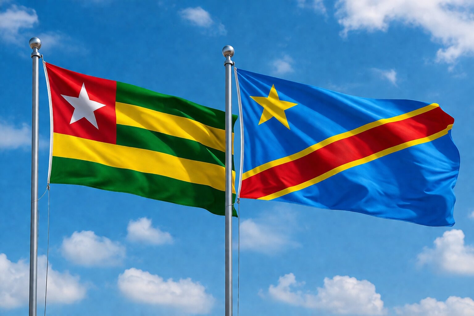 Congo Democratic Republic And Togo Flag