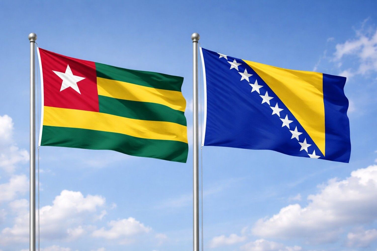 Flags Of Togo And Bosnia and Herzegovina