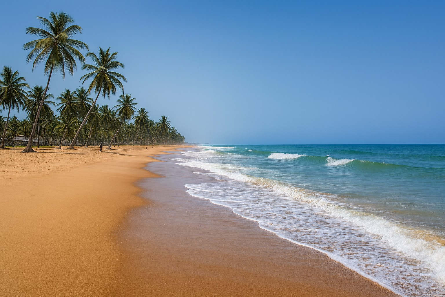Lome Beach shoreline with waves
