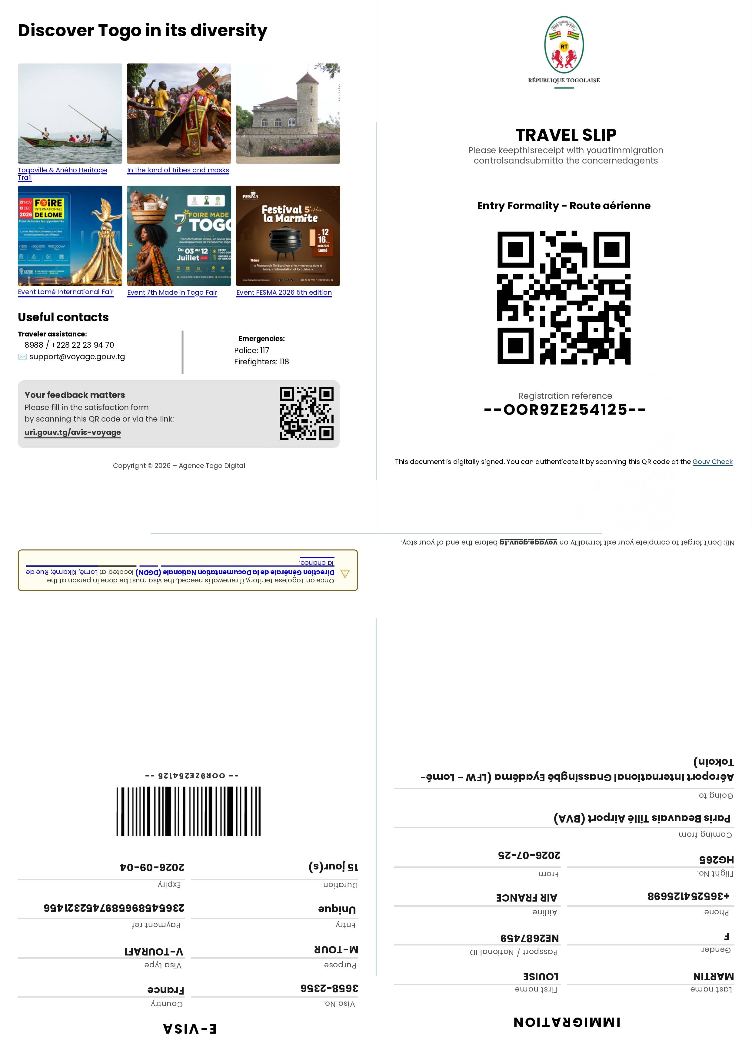 Preview Electronic Visa of Togo
