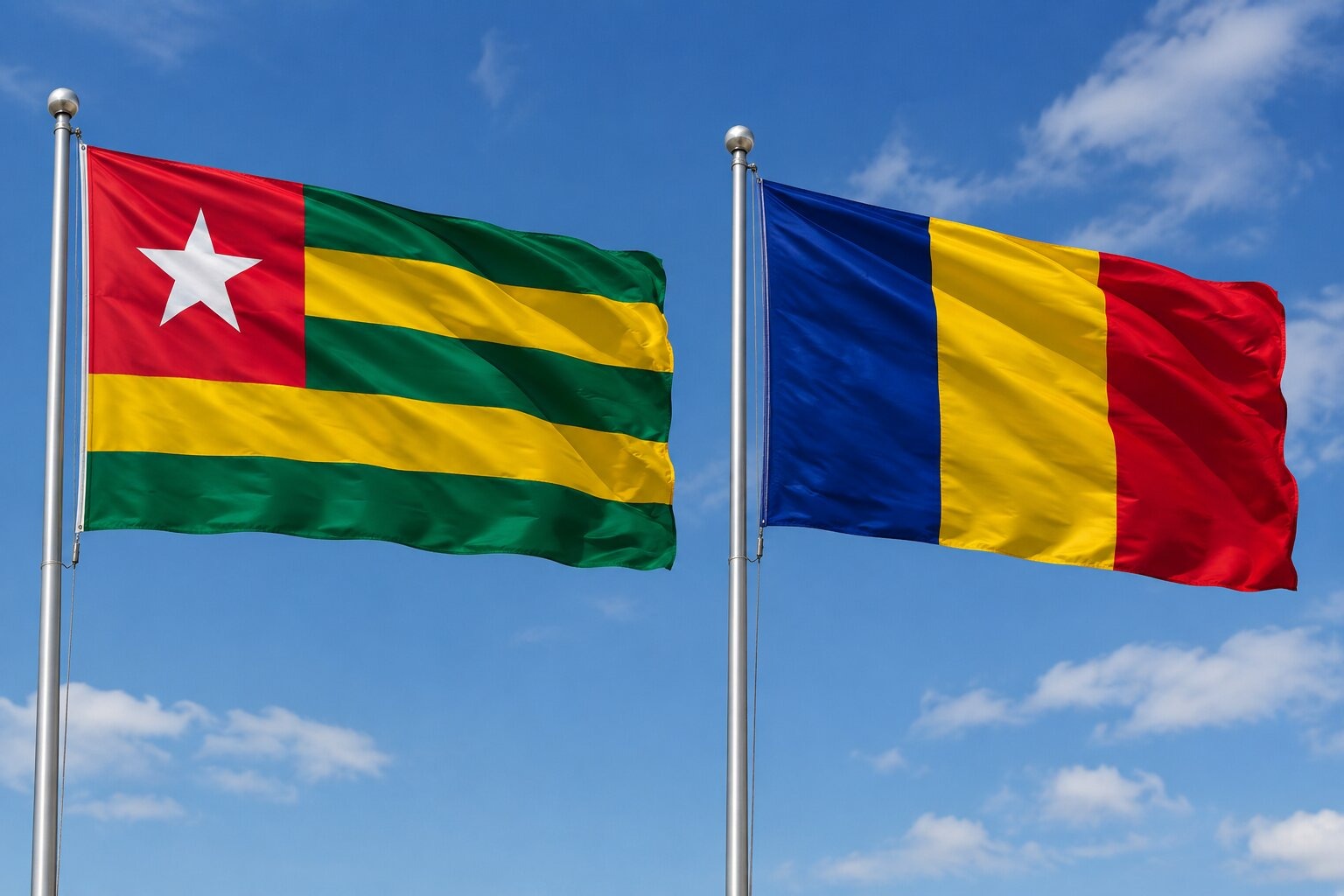Romania And Togo Flag
