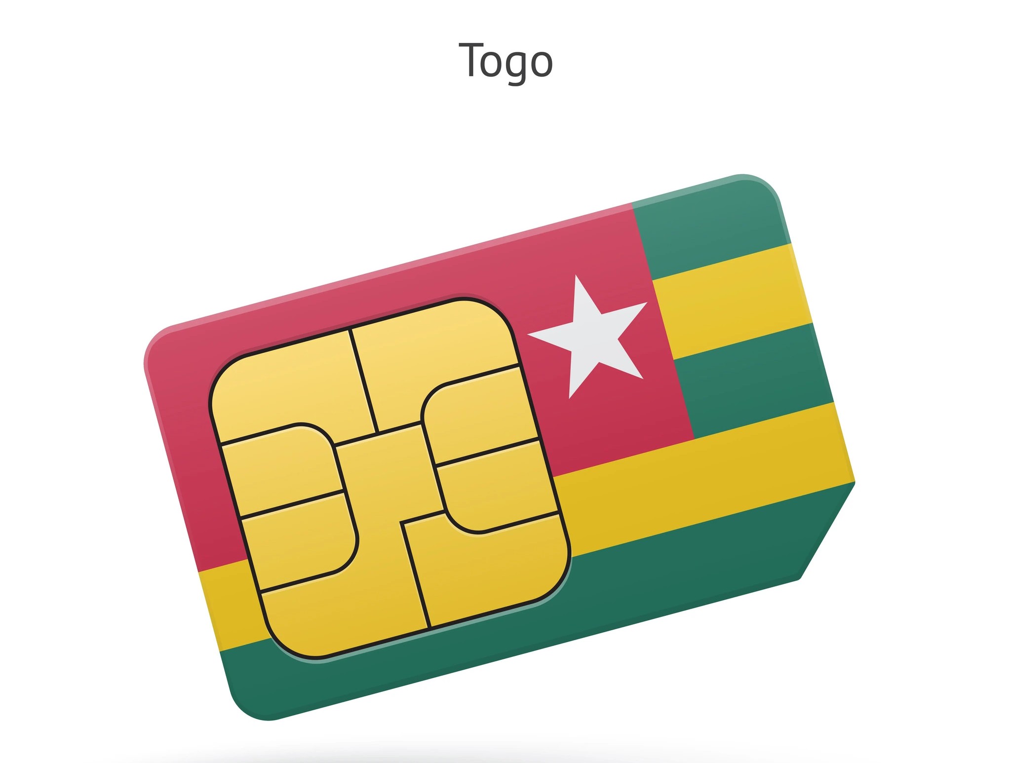 Togo mobile phone SIM card with Togo flag