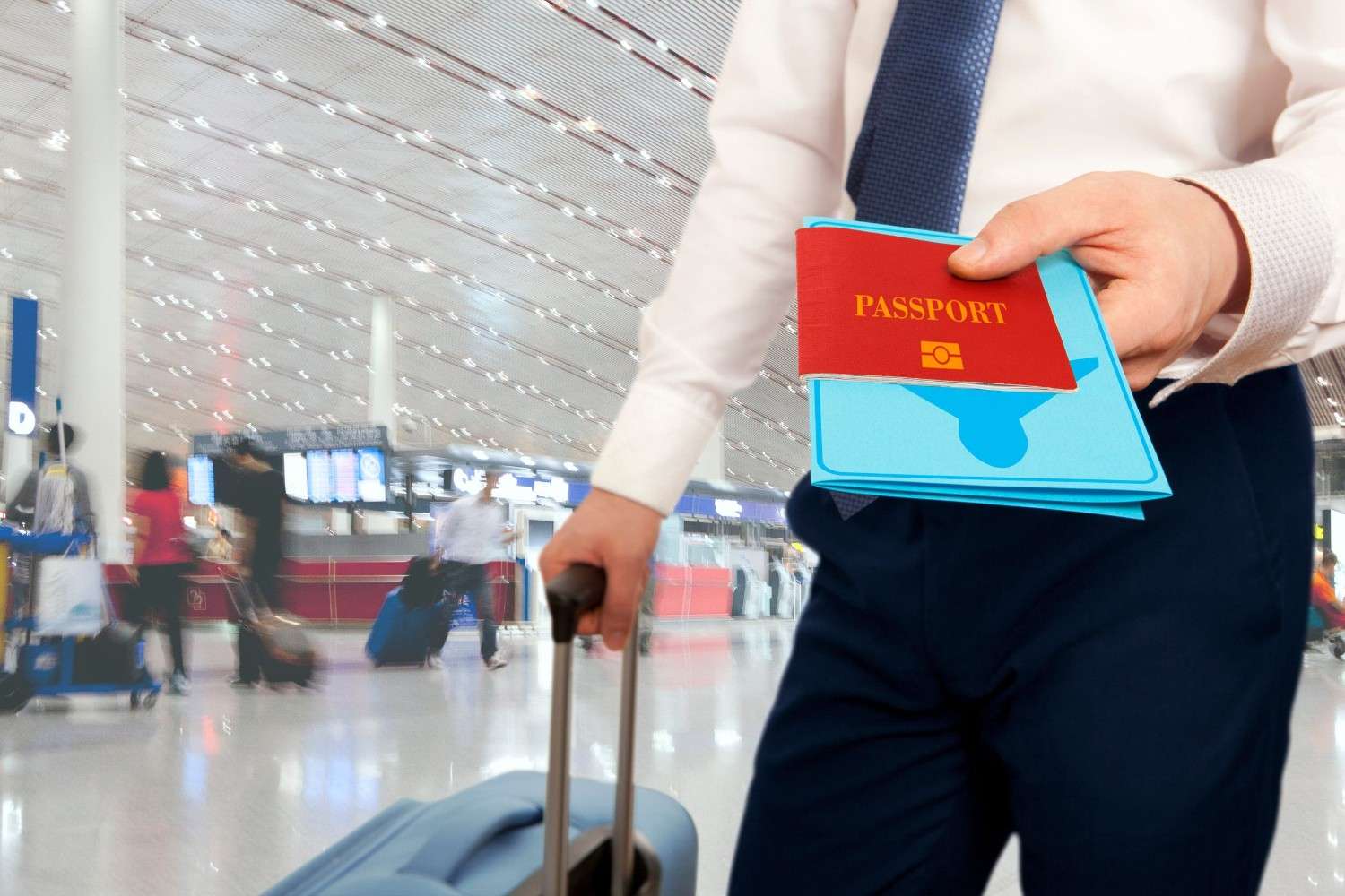 Traveling Businessman Holding Passport And Ticket